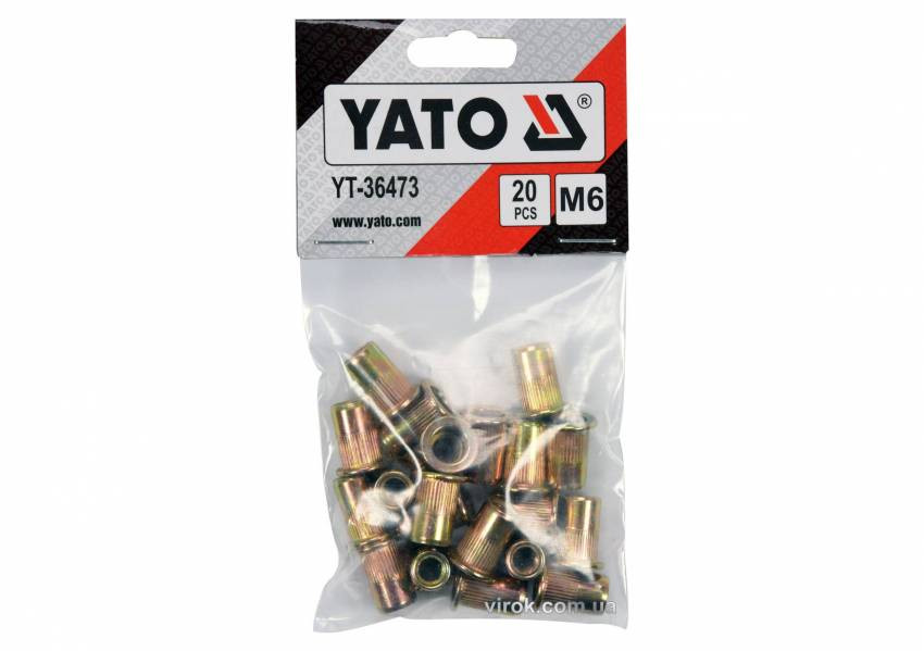 Нитогайка сталева YATO; М6 l=15 мм, 20 шт.-YT-36473