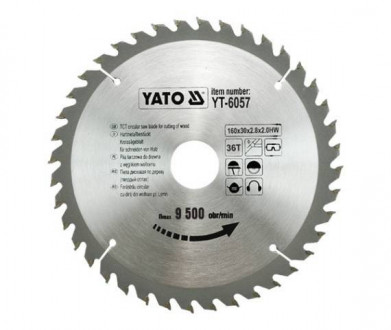 Пила дисковая победитовая YATO: 160х30х2.8х2,0мм I зубцы 36 И RPM до 9500 1/мин [25/50]-[articul]