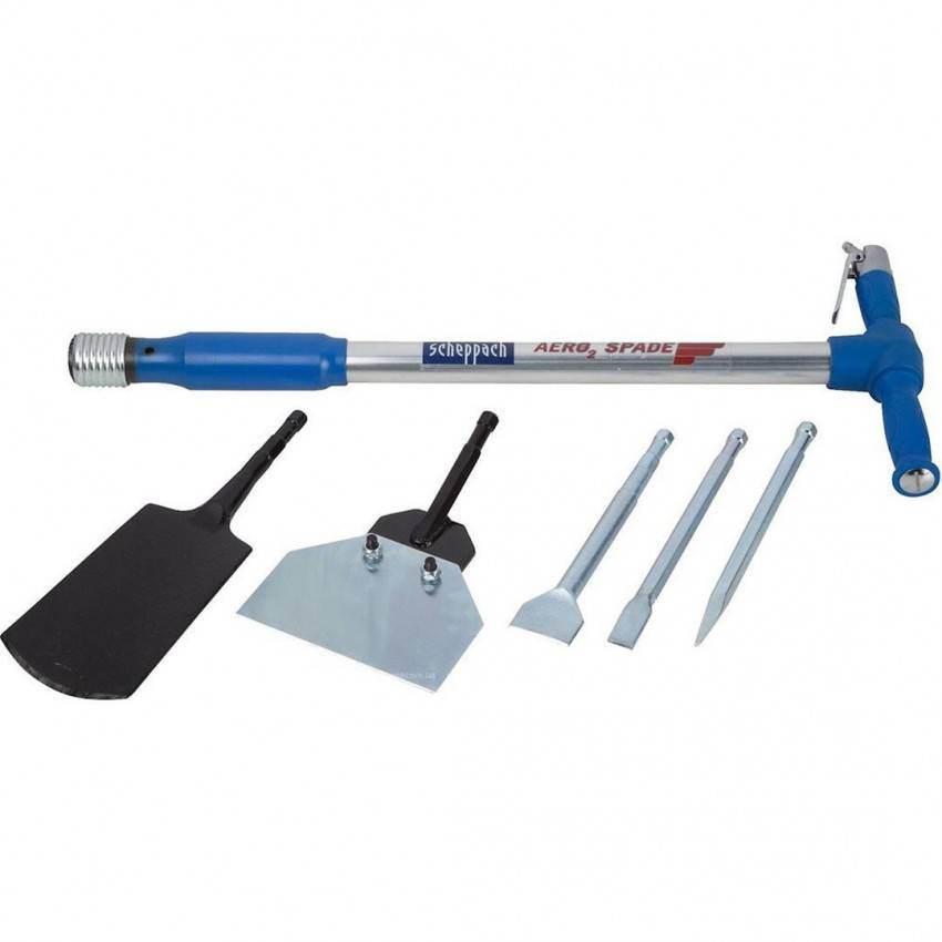 Пневмолопата Aero2 Spade Scheppach, 280л/мин, 6,3 бар, 5 насадок, 9,6 кг-Aero Spade