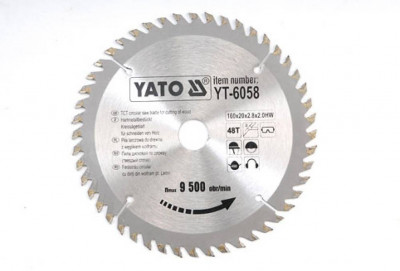 Пила дисковая победитовая YATO: 160x20x2,8x2,0мм I зубцы 48 И RPM до 9500 1/мин [25/50]-[articul]