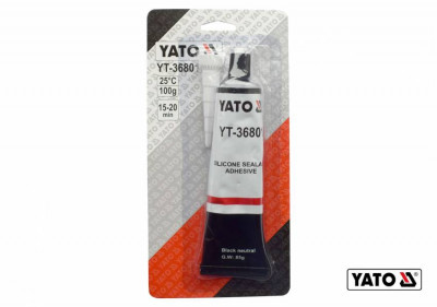 Клей герметик силиконовый термо- и маслостойкий YATO черный, в тюбике 85 г-[articul]