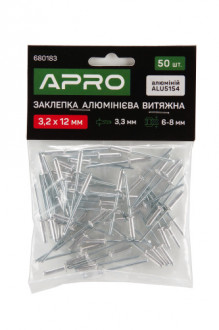 Заклепка алюмінієва витяжна 3.2х12 мм 50шт  (APRO)-[articul]