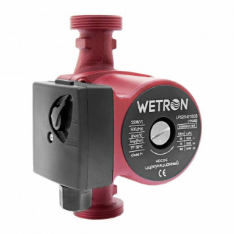 Насос циркуляционный 100Вт Hmax 6м Qmax 50л/мин Ø1½&quot; 180мм бордо   гайки Ø1&quot; Wetron (774232)