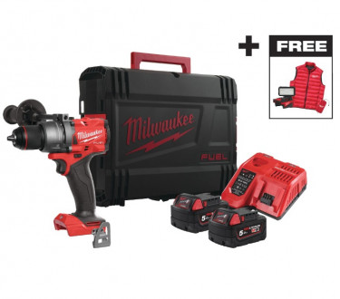 Дриль-шурупокрут з ударом акумуляторний MILWAUKEE, M18 FPD3MC-502X, 158Нм, (ЗП+2акум.Х5Аг+HDкейс)+M18 ALIS-0+жилетка-[articul]
