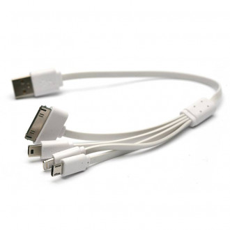 Кабель PowerPlant универсальный USB 2.0 AM - Mini, Micro, Lightning, I-Pod, 0.3м-[articul]